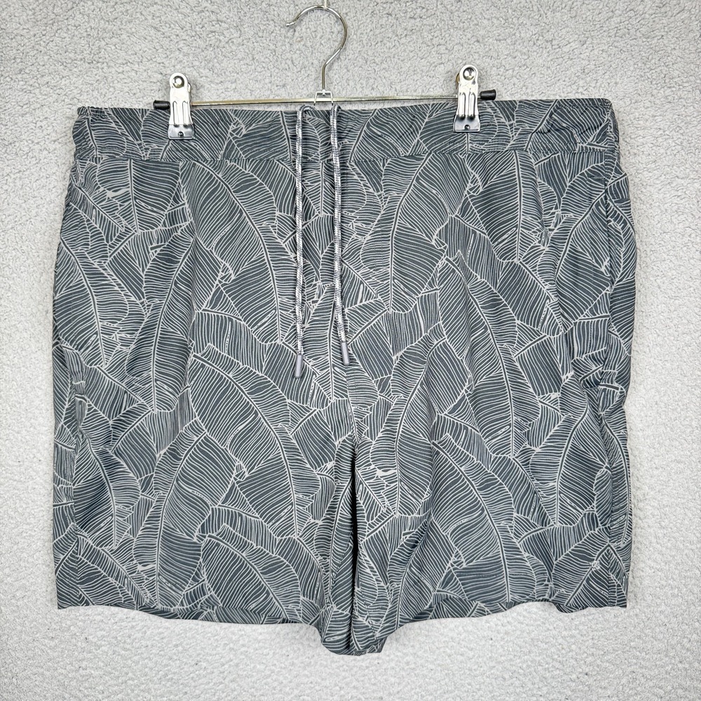 Mack Weldon Swim Trunks Mens‎ XL Gray Floral Preppy Beach Stretch Lined Tropical